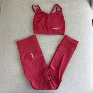 Gymshark Burgundy Sports Bra and Leggings
